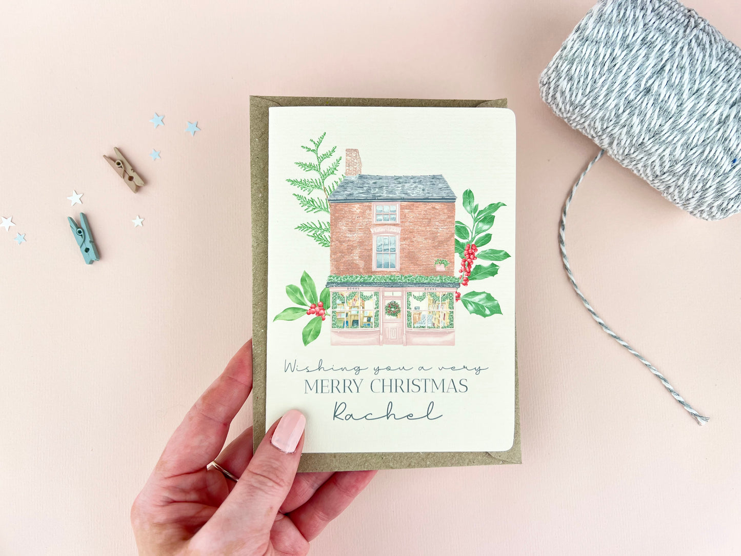 Personalised Book Shop Christmas Card