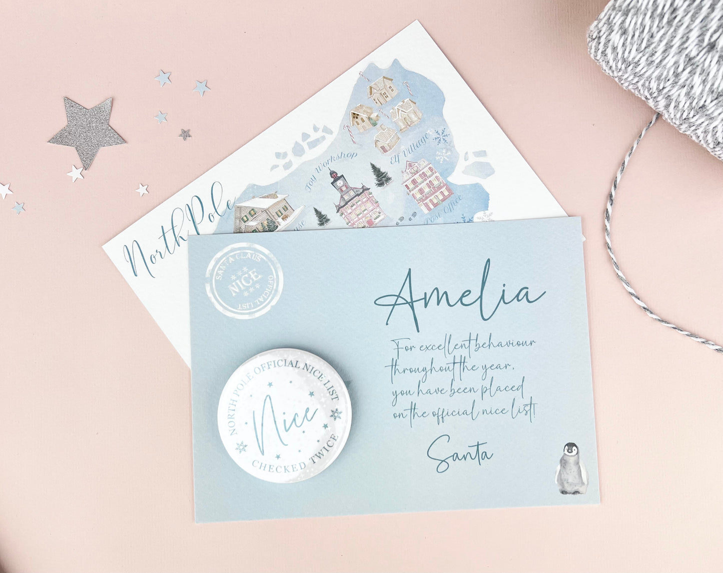 Personalised Nice List Badge Postcard