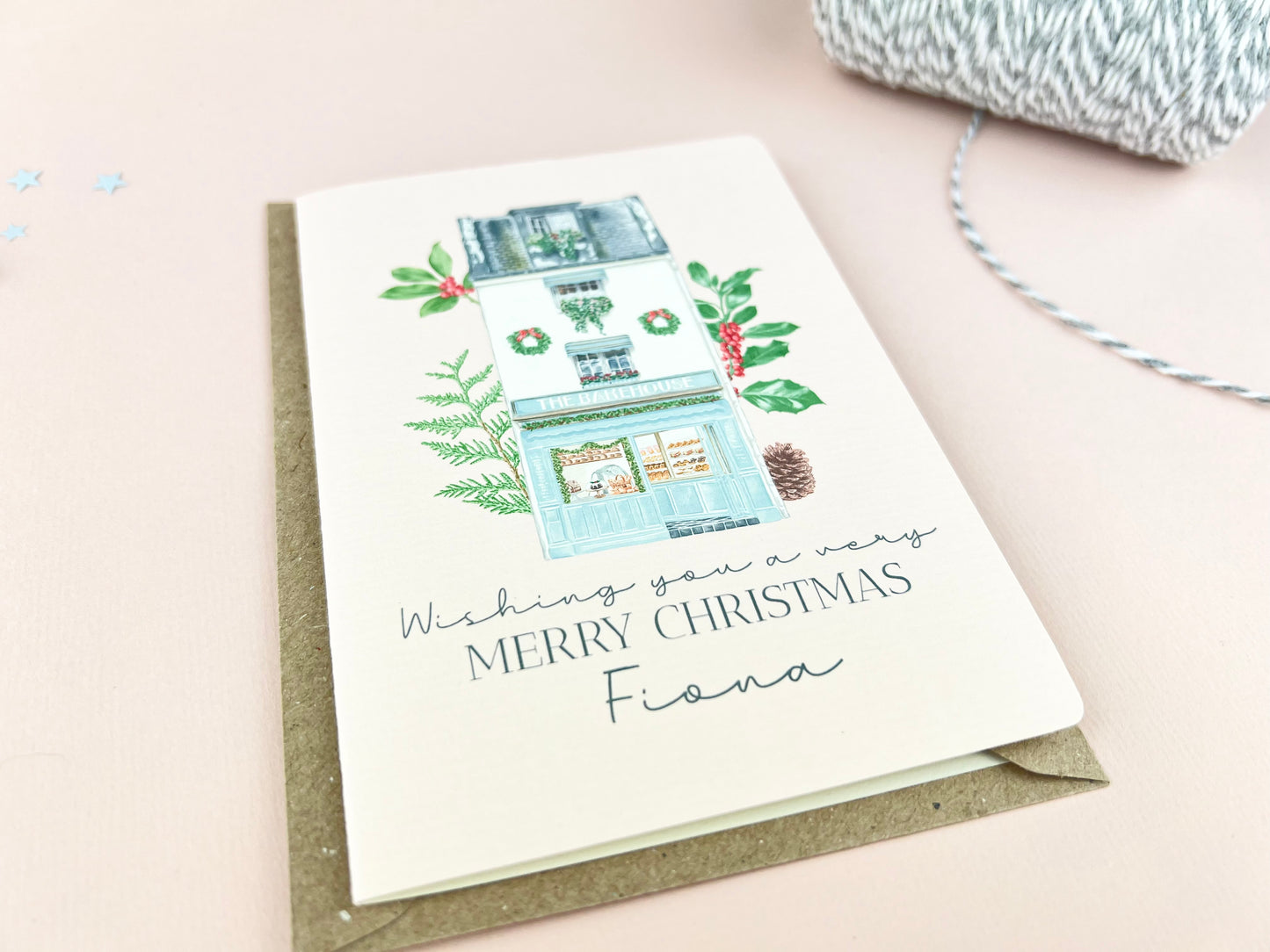 Personalised Bakery Shop Christmas Card