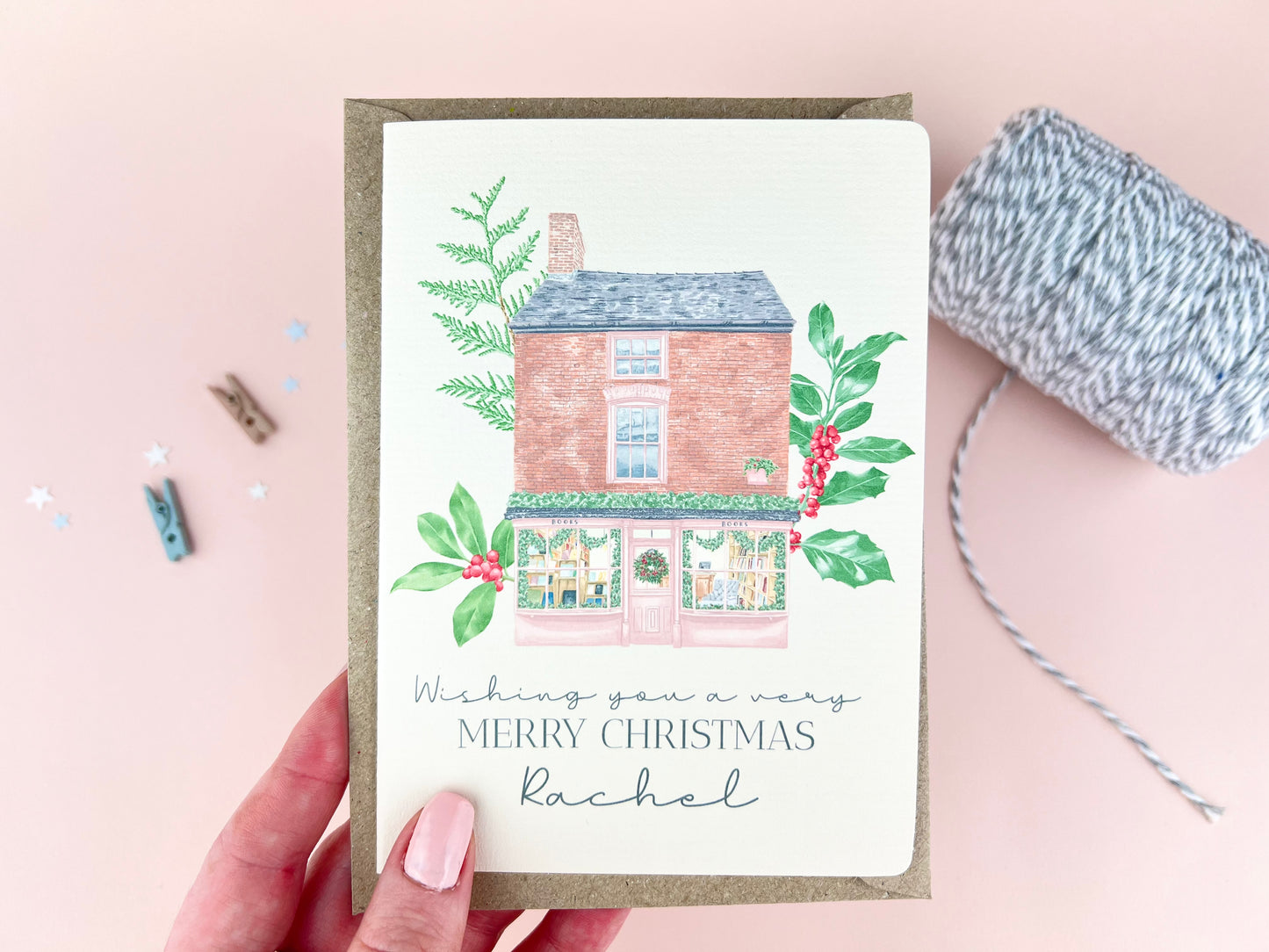 Personalised Book Shop Christmas Card