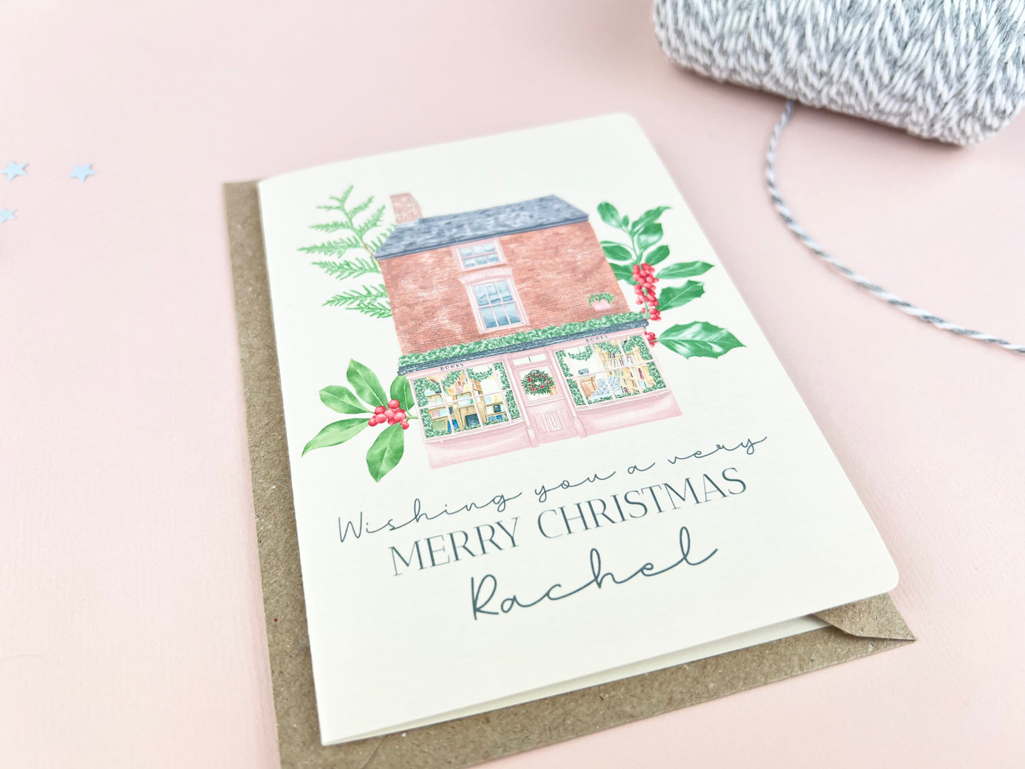 Personalised Book Shop Christmas Card