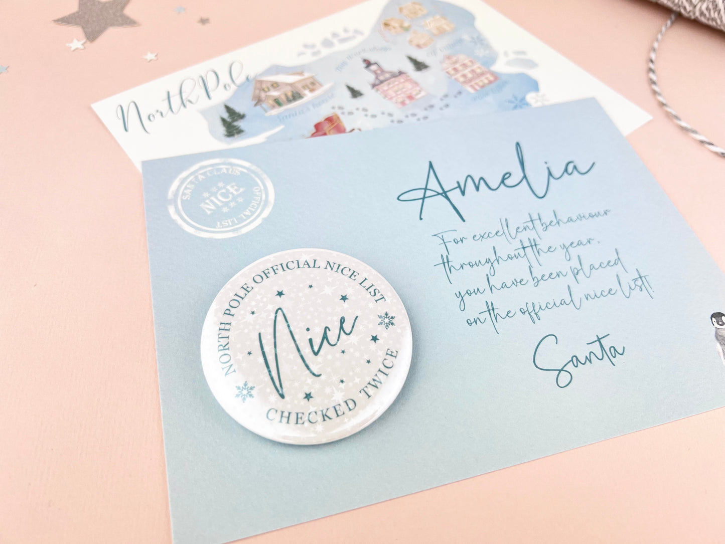 Personalised Nice List Badge Postcard