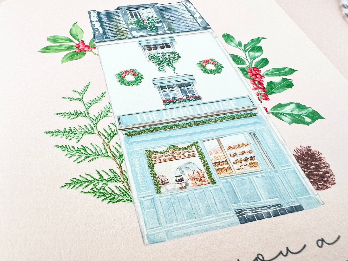 Personalised Bakery Shop Christmas Card