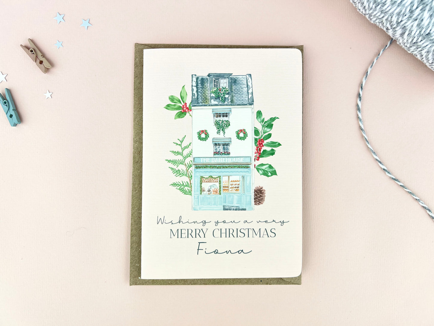 Personalised Bakery Shop Christmas Card