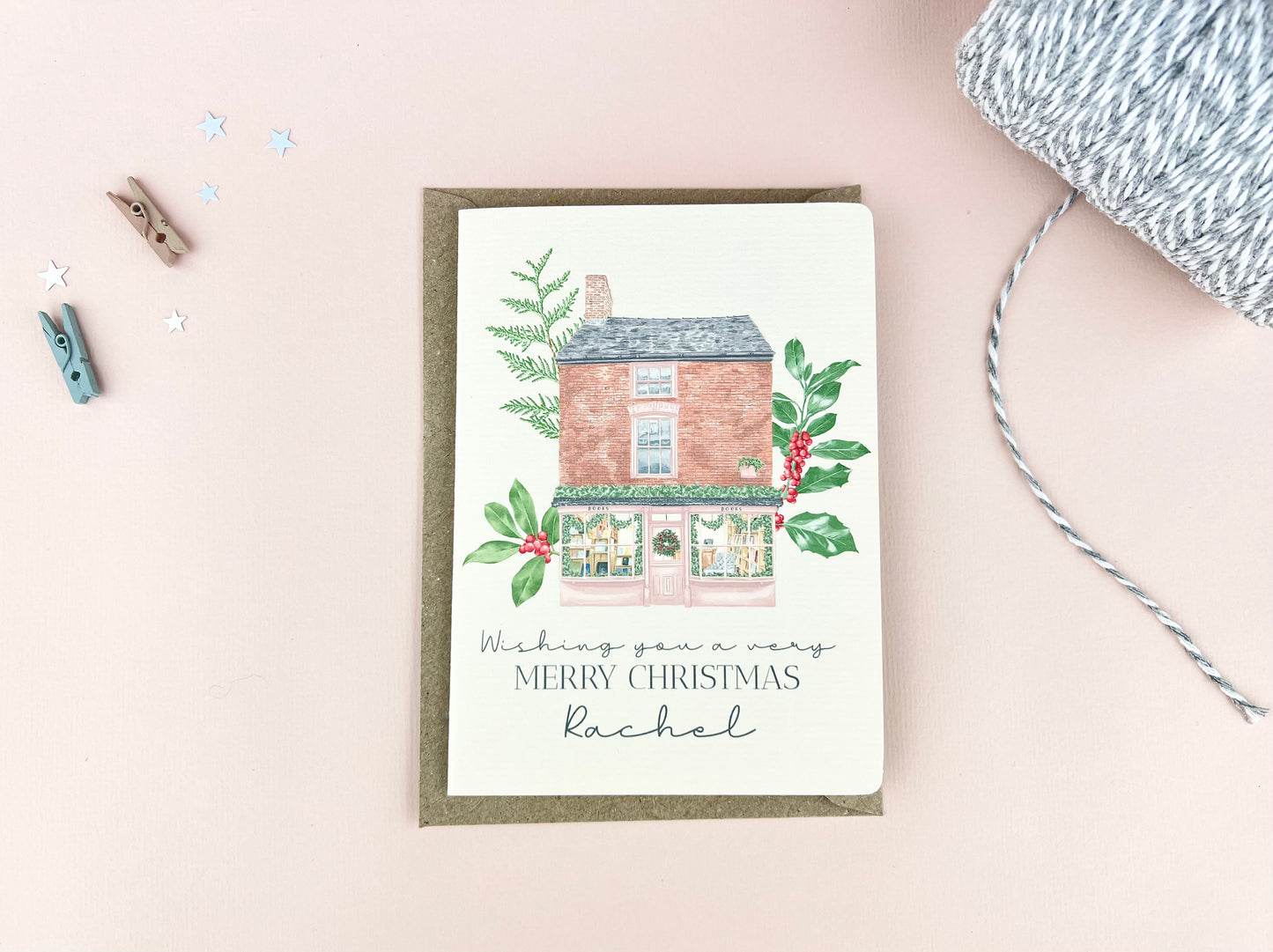 Personalised Book Shop Christmas Card