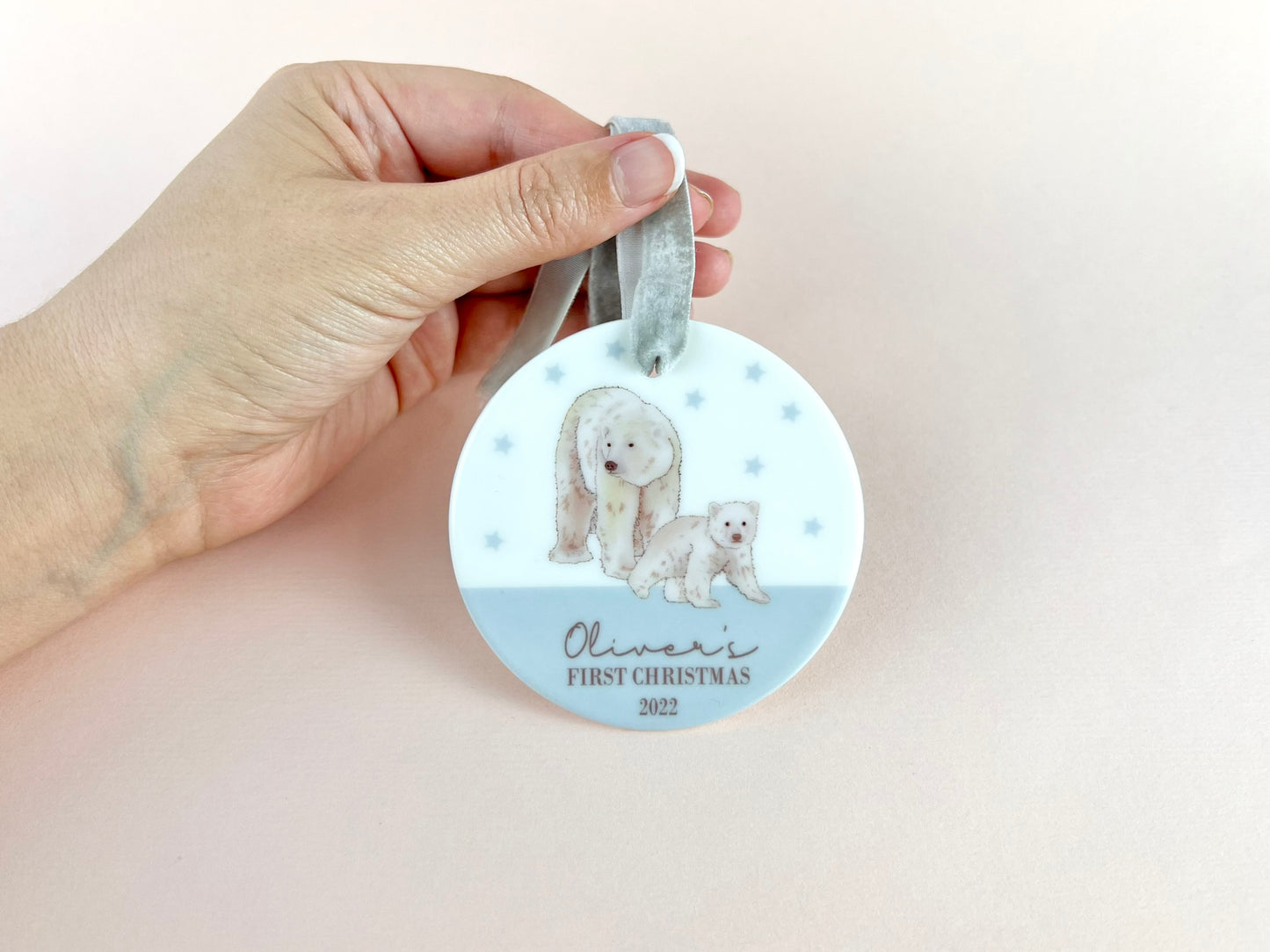 Personalised Name Polar Bears Bauble