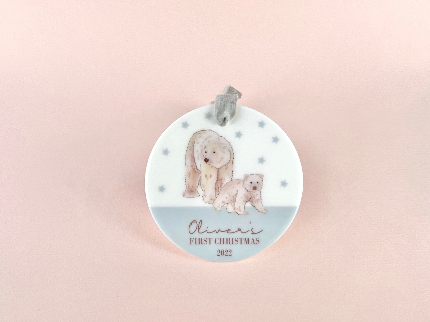 Personalised Name Polar Bears Bauble