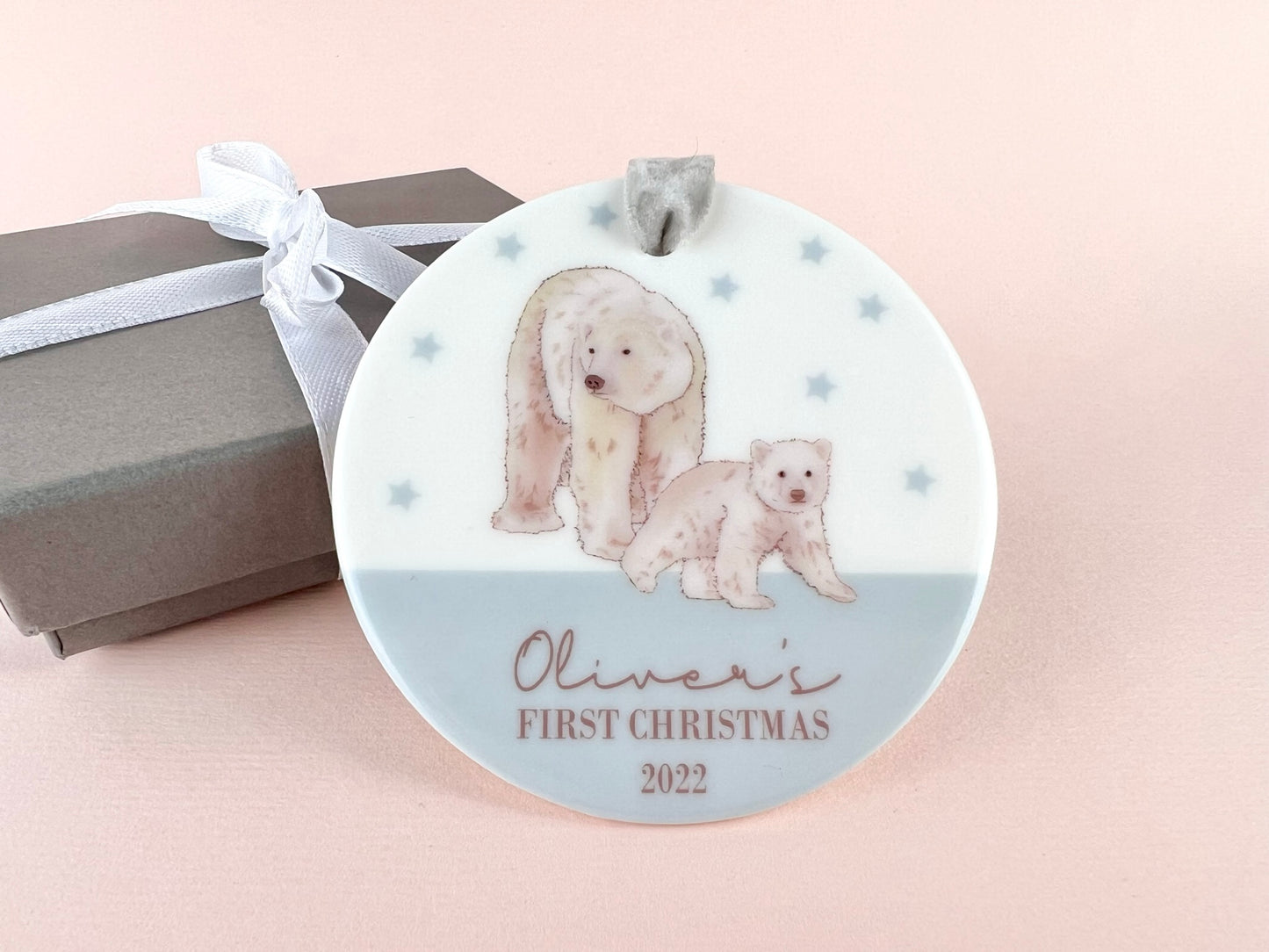 Personalised Name Polar Bears Bauble