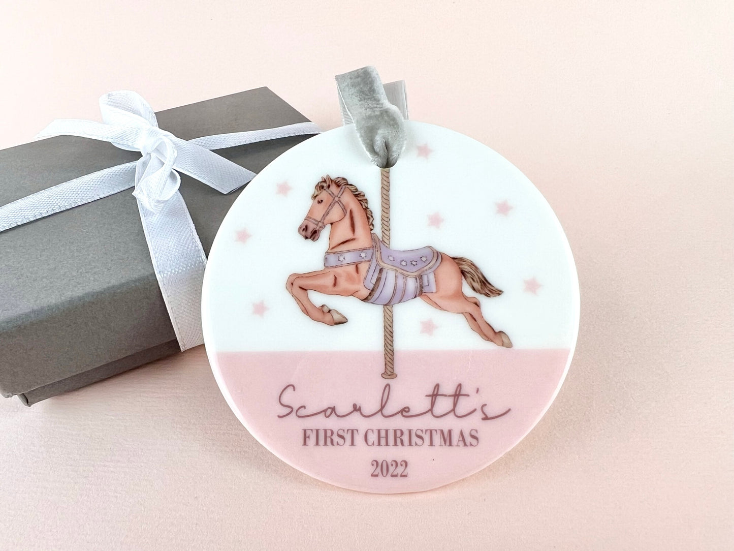 Personalised Name Carousel Horse Bauble