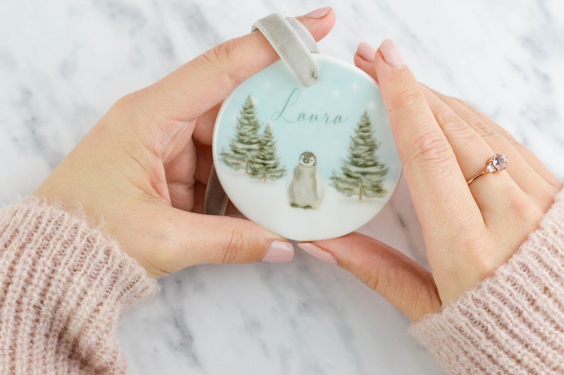 Personalised Name Penguin Bauble